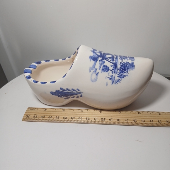Vintage Delft Blue Holland Dutch Hand Painted Windmill Ceramic Shoe - Picture 10 of 12